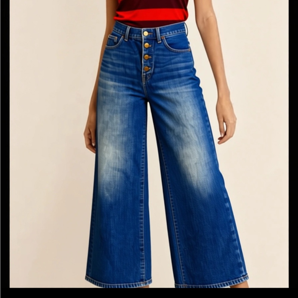 50%offw❤️ MADEWELL Button Front Wide Leg Crop Jeans 29 150